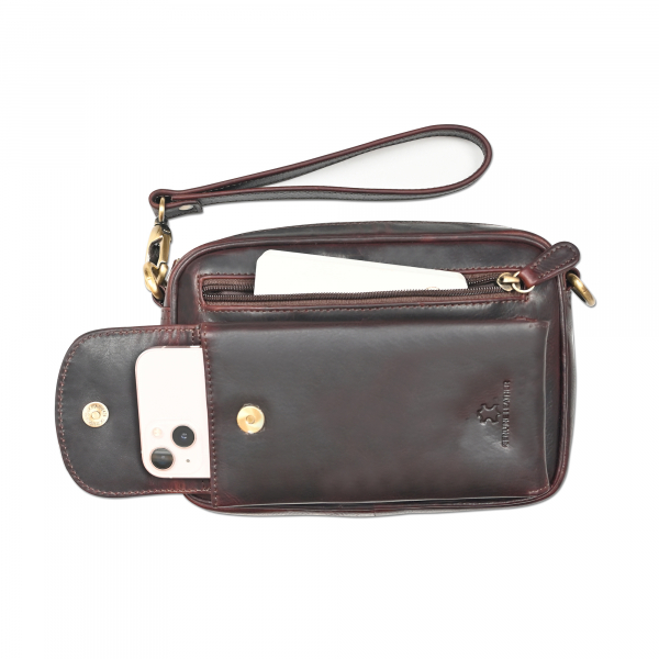 Leder Handgelenktasche für Unisex aus Rindleder 23- (147A) Herrentasche echtes Leder Tasche Bag Neu